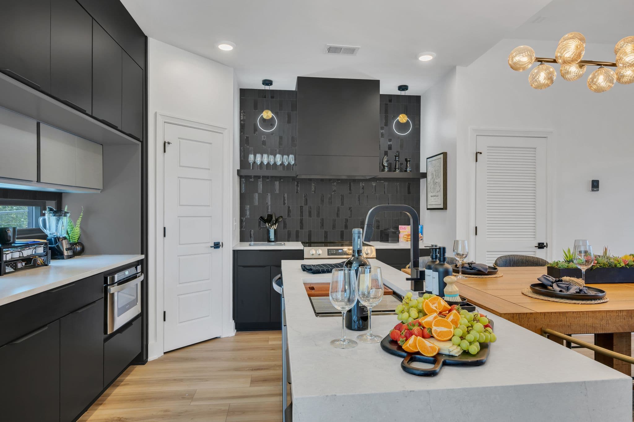 Kitchen and island