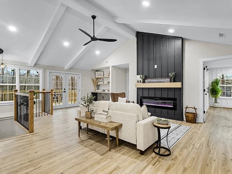 Living room with fireplace